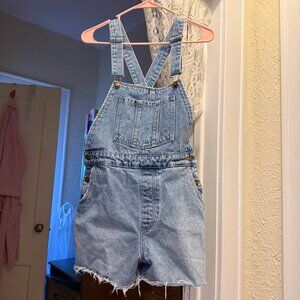 rollas denim original short high rise overalls